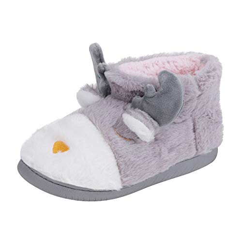 Fluffy Christmas Deer Slipper Plush Boots Ladies Indoor Outdoor Ankle Bootie Thermal Warm Shoes for Girls Women Fleece Lining Thicken Cotton Slippers Anti-Slip Sole Winter Booties Cosy Home Boots3