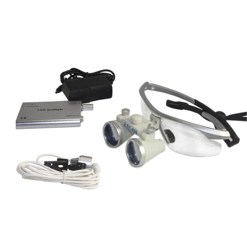 Dental Lupenbrille Kopflupe Brillenlupe 3.5x420mm LED Scheinwerfer Vergrößerungsglas + Headlight