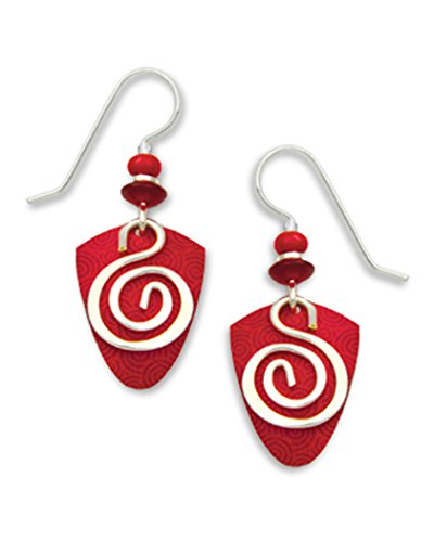 Adajio By Sienna Sky Red Silver-tone Spiral Overlay Earrings 7227