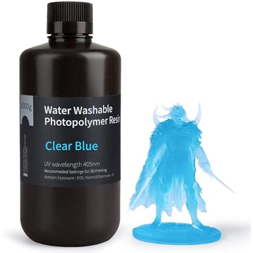 ELEGOO Water Washable 3D Printer Resin Clear Blue 1000g