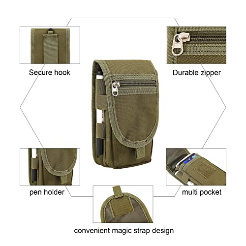 Large Smartphone Pouch,Phone Belt Pouch,Tactical Phone Holster,Multi-Purpose Tool Holder,Tactical Carrying Case Card Holder,Belt Loop Pouch Men's Waist Pocket for Hiking, Camping,7.5in tall 3.9in wide