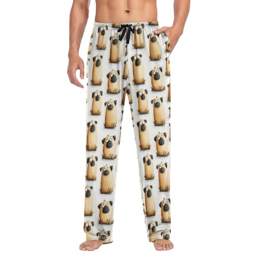 Men's Pajama Pants Funny Dog Print Lounge Pants with Pocket Drawstring S3