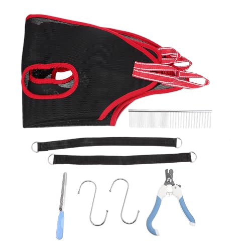 Toyvian Professionelle Haustierpflege Hängematte aus Polyester mit Edelstahl Zubehör für Nagelpflege und Ohrenreinigung