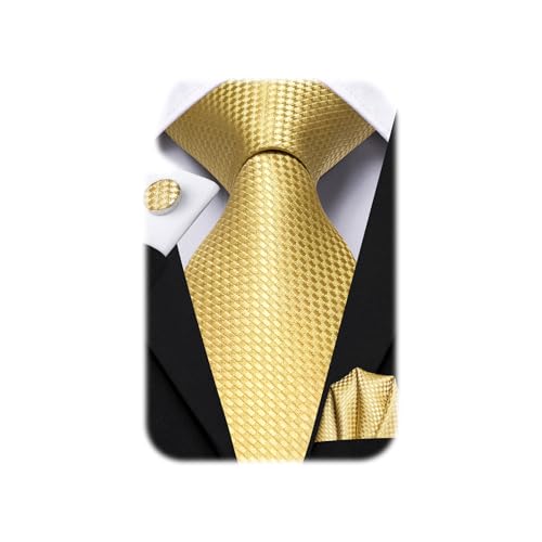 Image of Dubulle Mens Paisley Striped Tie Woven Necktie for Men and Handkerchief Cufflinks Set Wedding Formal Business