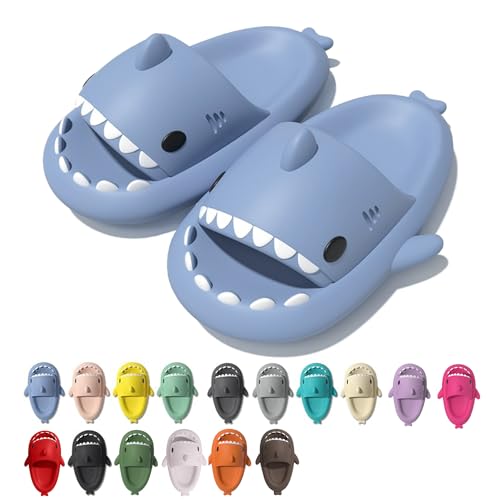 rosyclo Shark Cloud Slippers, Shark Cute Slides for Women Man,Summer Slipper Sandals for Boys Girls Spa Platform Shoes Non-Slip Beach Open Toe Beach Sandals Shower Couple Shoes