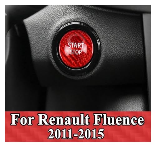 Cache-bouton de démarrage en carbone rouge pour Renault Fluence 2011-2015 - 2