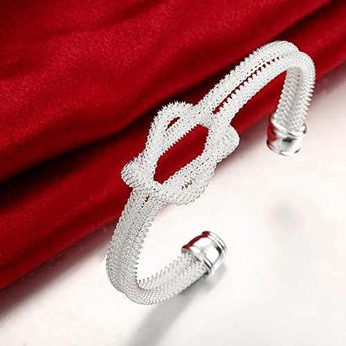 Bracelets en argent sterling 925 pour femmes avec nœud élégant réglable pour filles