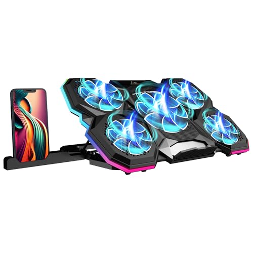 ZEBRONICS NC8000 Laptop Cooling Pad, Upto 17 inch, Silent Operation, 5 Fans, 5 Level Adjustable, Speed Control, 10 RGB Modes, USB Port, Mobile Holder