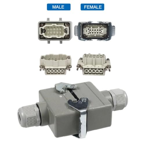 Conector de socket industrial HDC HE rectangular de 16 pines para alta corriente 5