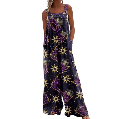 Overoles Flare Overalls For Women Loose Sleeveless Wide Leg Long Pant Rompers Traje de Pantalones Festivo, Negro , XL