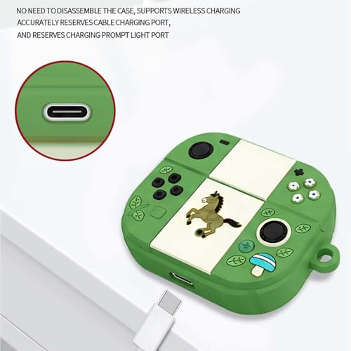Image of Anvique Silicone Case Cover for Oneplus Nord Buds 4 Pro, Scratch Resistance, Shock Absorption, with Premium Carabiner (Horse Green T)