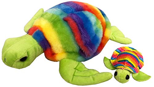 Fun Stuff Rainbow Sea Turtle Stuffed Animals – 18-Inch Stuffed Turtle With Baby Sea Turtle Plush – Plush Turtles | Sea Turtle Stuffed Animal #TOP5