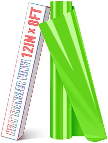 HTVDIY Heat Transfer Vinyl Roll - 12In x 8Ft Green HTV Vinyl for T-Shirts,Green Iron on Vinyl Roll -Easy to Cut Permanent Vinyl for Bag,HTV Vinyl Bundles DIY on Fabric,Clothing