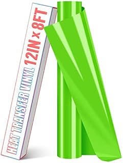 HTVDIY Heat Transfer Vinyl Roll - 12In x 8Ft Green HTV Vinyl for T-Shirts,Green Iron on Vinyl Roll -Easy to Cut Permanent Vinyl for Bag,HTV Vinyl Bundles DIY on Fabric,Clothing