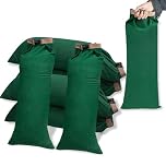 6 Pack Flood Water Barrier Sand Bags,Thickened Long Canvas Flood Protection Sandbags,Winter Bags for Swimming Pool Covers,Reusable Quick Flood Barrier for Home Flood Control (Green)