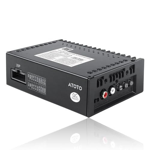 ATOTOZONE CA-AEC122DL Compact Car Amplifier with 6.5ft/2m Power Cable, Class D, TI TPA3221, 4-Channel, RMS 4x60W, Customizable EQ, Compatible with Select ATOTOZONE Car Stereos