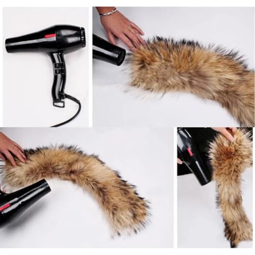 Queenbox 21.65" Detachable Faux Fur Fluffy Collar Neck Warmer Scarf Wrap Trim Replacement for Coat Sweater Jacket, Water Pink4