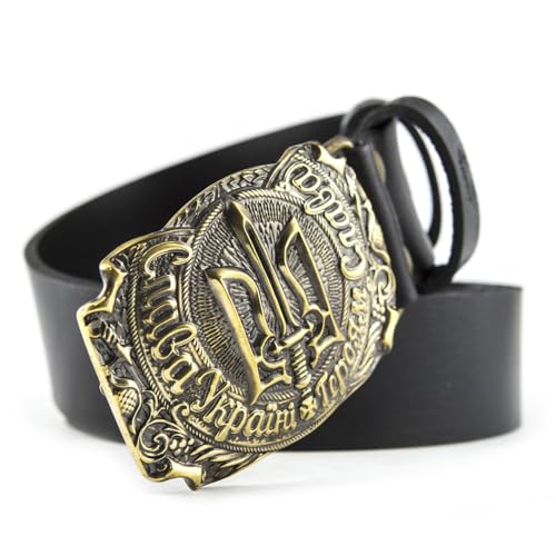 Casual leather belt with Ukrainian OUN Trident solid brass belt buckle "Glory to Ukraine! Glory to the heroes! "4