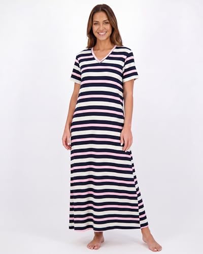 Image of Real Essentials 3 Pack: Women's Soft Maxi Long Nightshirt Short Sleeve Soft Nightgown Sleep Dress (Available in Plus Size)