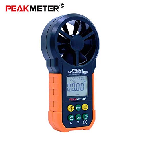PEAKMETER Wind Speed Test Meter Multi-Function Digital Anemometer Tachometer / Air Volume Air Flow Meters Wind Humidity Tester(PM6252B)