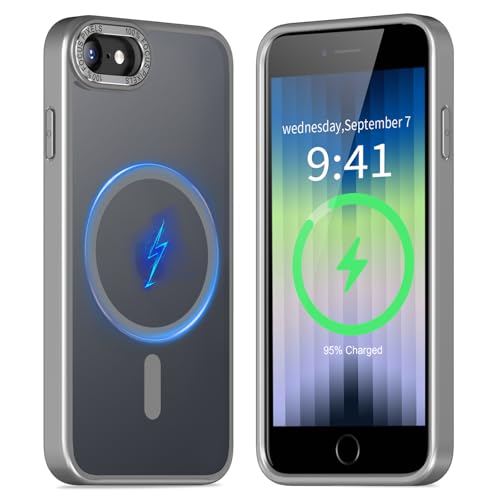 【MagSafe対応・マット質感】KWATUNG iPhone SE3 用 ケース iphone se2 用ケース magsafe対応 米軍MIL規格 アイフォン SE3 SE2 8 7 用スマホケース マグネット搭載 マグセーフ対応 薄型 耐衝撃 耐久性 傷防止 指紋防止 黄変防止 スマホケース iPhone SE 第3世代 第2世代 用 4.7インチ対応 半透明 マット仕上げ グレーの商品画像（Amazon）