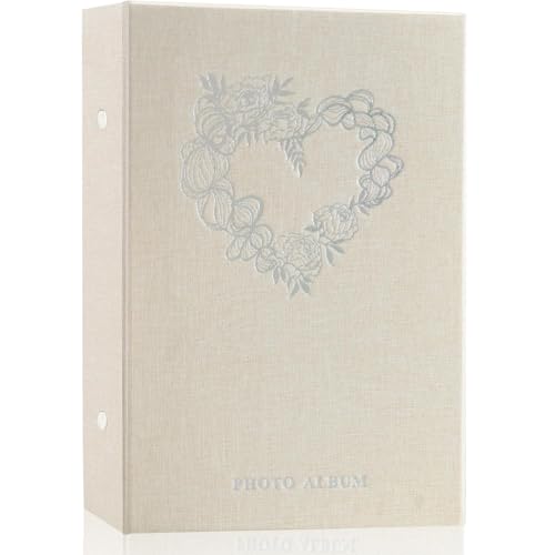 Miaikoe Photo Album 6x4 Slip in, Linen 300 Pockets Holds 300 Horizontal 10x15cm Photos for Family Wedding Anniversary (Beige)