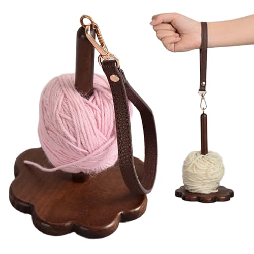 JasCherry 7.48x4.72 Inches Wrist Yarn Holder for Crochet & Knitting, Portable Yarn Organizer, Ergonomic Portable Yarn Guide, Tangle-Free Craft Accessory, Hands-Free Yarn Management Tool​(Walnut)