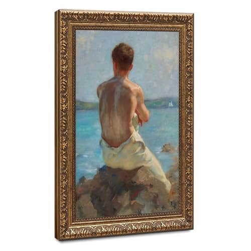 Impression sur toile The Lighthouse par Henry Scott Tuke - Tableau de 40,6 x 61 cm avec cadre