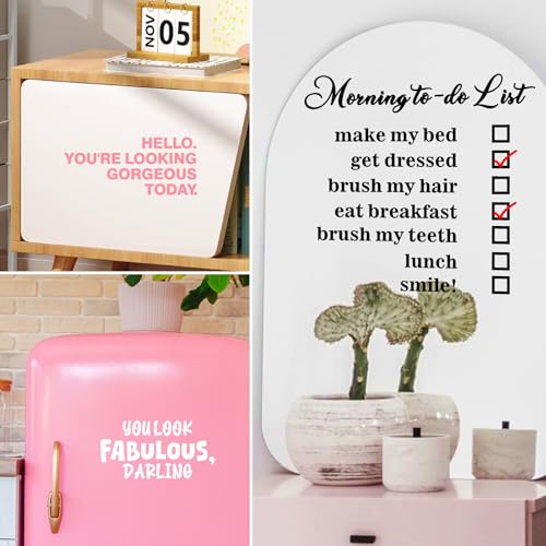 Image of Inspirational Mirror Stickers Positive Affirmation Decals for Glass Motivational Vinyl Letters Phrases for Glass Laptop Car Morning to-do List Clings Mirror Decorations