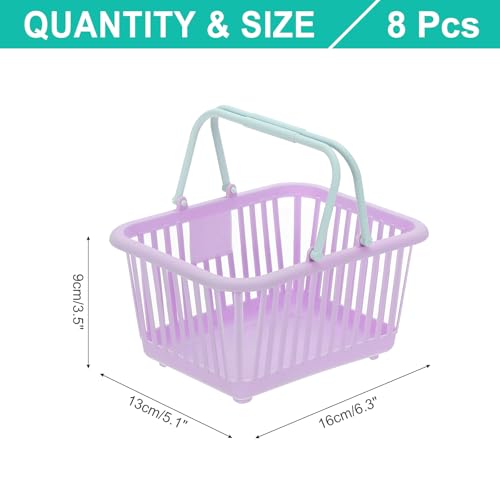 Miniatura 2 de Patikil 8pcs Pequeñas Cestas De Plástico, Mini Cestas De Almacenamiento Pequeñas Cestas De Compras Con Asa Organizador Agua Filtrada Para Organizar Juguetes Frutas Verduras Snacks, Morado