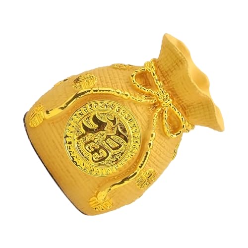 FRCOLOR Creative Resin Money Bag Piggy Bank Ornament Gold Lucky Coin Interior Decor Decorative Figurine for Wealth and Savings Unique Home and Auto
