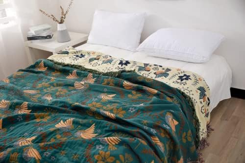 VANJOROY Double-sided Bohemian Sofa Bedspread Large Throw Blanket with Tassels, 100% Pure Cotton Woven Warm Throw for Armchair, Sofa and Bed.. (150x200CM(60×80In))