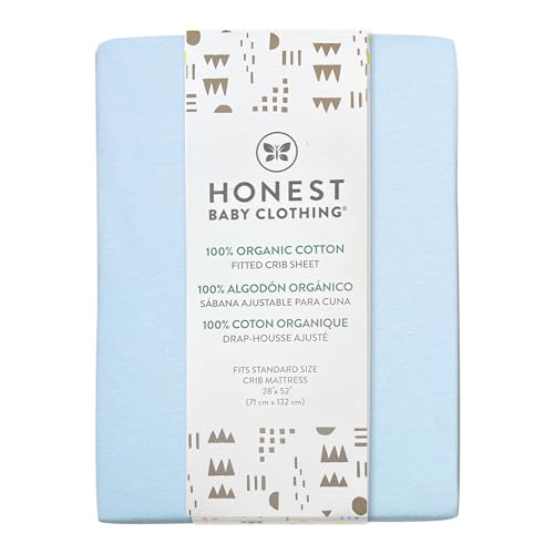 Image of HonestBaby Unisex-Baby Classics Fitted Crib Sheets Set Standard Mattress, 100% Organic Cotton Baby Boys, Girls, Neutral, 2 Pack - Pattern Play /Heather Gray, One Size