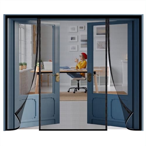 Moustiquaire Porte Fenetre AimantéE W160xH190cm(63x75in) Le rideau magnétique est idéal pour la porte de balcon,de cave et de terrasse,montage facile à coller sans perçage