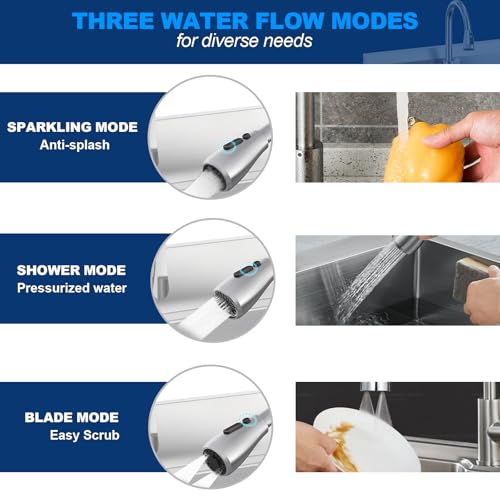 Image of Stainless Steel Utility Sink Freestanding Single Bowl Laundry Sink with 360 Swivel Pull-Out Sprayer Faucet, Hot and Cold Water Plumbing Workbench for Laundry Room Farmhouse