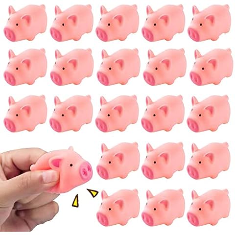 HAKACC 20 PCS mini Rubber Pig Baby Bath Toys Pink Rubber Screaming Sound Piggie Party Favors for Kids Cover