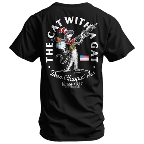 Combat Iron Men's Graphic Tees | The Cat with A Gat | Men’s Graphic T-Shirts