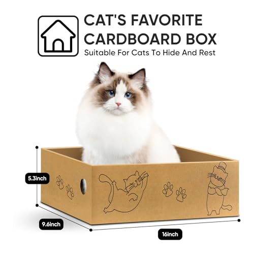 Image of Cat Scratcher, 26 inch L Shape Cat Scratching Pad for Indoor Cats, Durable Sustainable Cardboard Scratcher with Box, Recyclable Vertical Cat Scratch Pad to Protect Furniture, Large