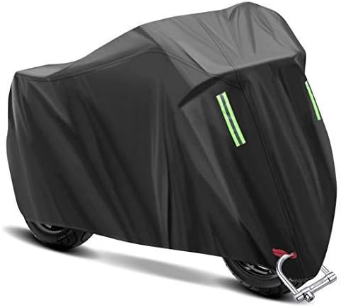 Gobesty waterproof motorcycle cover motorcycle garage winter proof motorcycle cover motorcycle cover dustproof, windproof, snow protection motorcycle tarpaulin outdoor 265 x 105 x 125 cm (black).