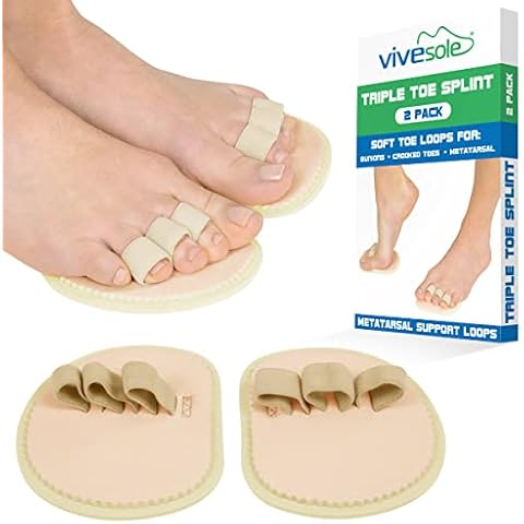 ViveSole Budin Splint Toe Straightener (Pair) - Hammer Toe Corrector for Women, Men - Crooked Toe, Joint Realign Cushion Brace for Claw, Curled - Metatarsal Support Loop Guard Alignment Corrector Wrap Cover