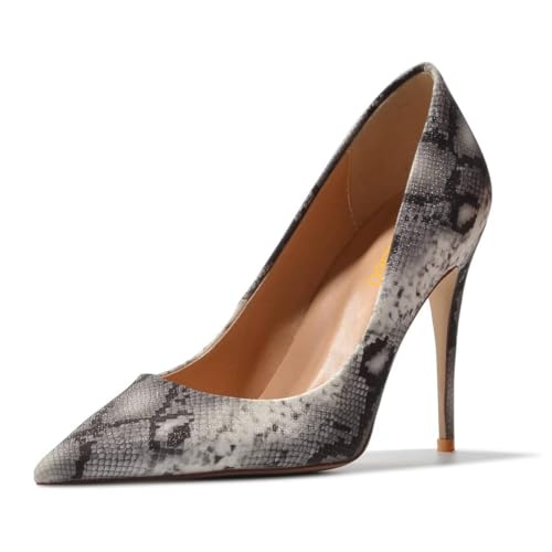 Pazzion Women Classic Closed Pointed Toe Stiletto Heeled Pumps Slip On Snakeskin High Heel Shoes for Party Evening Dress Size 4-16 US