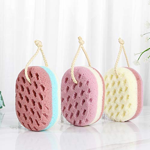Kecuco 3 Pcs Bath Sponge For Women, Men, Adults, Kids. Sponge Loofah Body Scrubber Shower Sponge For Body Wash Bathroom, Body Sponge Bathing Accessories(Small Sizes) #TOP2