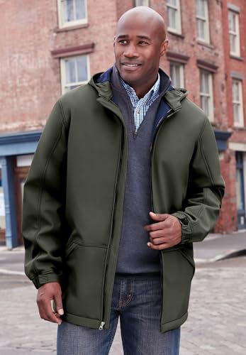 Image of KingSize Men's Big & Tall Fleece-Lined Slicker Rain Coat