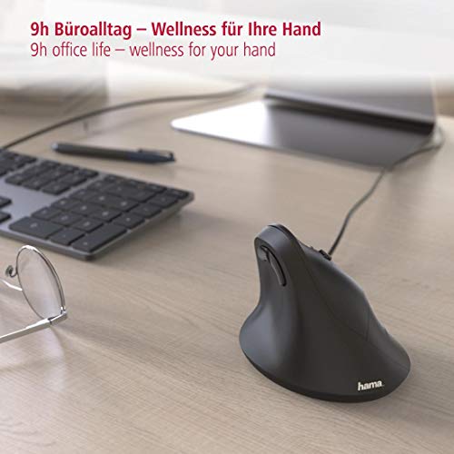 Ratón ergonómico con cable vertical Hama para diestros con 1800 dpi regulable 6