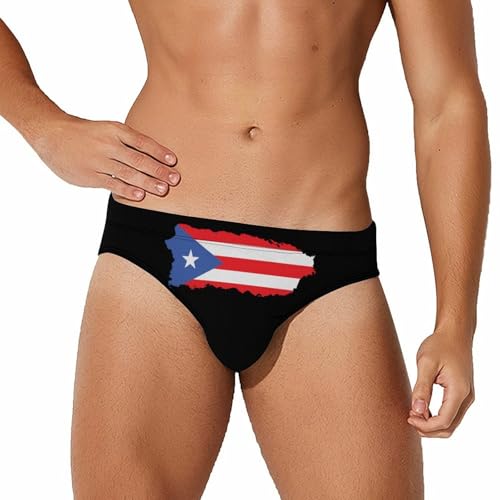 PR Flag Island Mens Swim Briefs Quick Dry Swimming Trunks Training Swimsuit Low Rise Swimwear