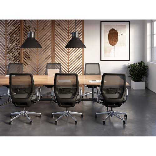 Image of WorkPro Sentrix Ergonomic Mesh /Mesh Mid-Back Manager Office Chair, Fixed Arms, Black, BIFMA Compliant
