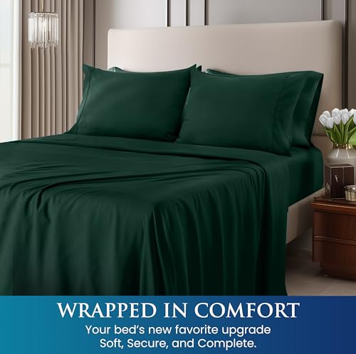 Image of Utopia Bedding Queen Sheet Set, Soft Microfiber 4 Piece Bed Sheets with 15 inch Deep Pocket - Easy Care Brushed Microfiber (Queen, Emerald)