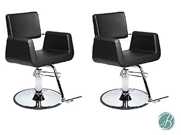 SET OF 2 Beauty Salon Styling Chair ARON BLACK A12 Square Wide Width Styling Chair Beauty Salon Furniture & Equipment
