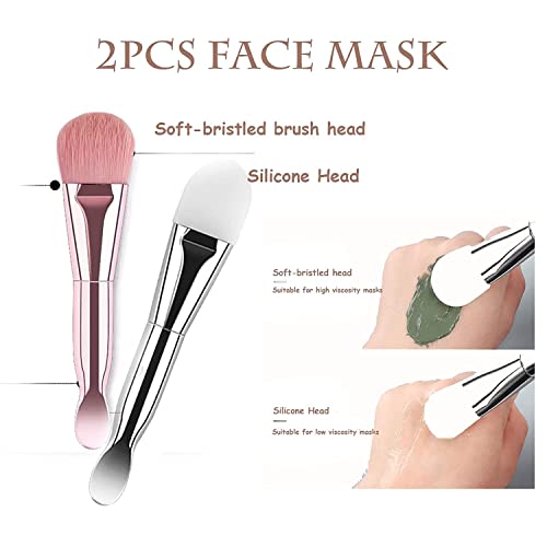 Deluxe Makeup Brushes Natural Goat Hair Makeup Brushes Quality Makeup Brush Sets & Kits Eye Shadow Concealers Foundation Powder Blush Kabuki Cosmetic Blending Silicone Face Brush (24 Count, Pink) #TOP4