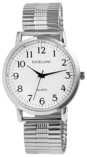 Excellanc Herren-Uhr Edelstahl Zugband Analog Quarz 2700028 (silberfarbig weiß)